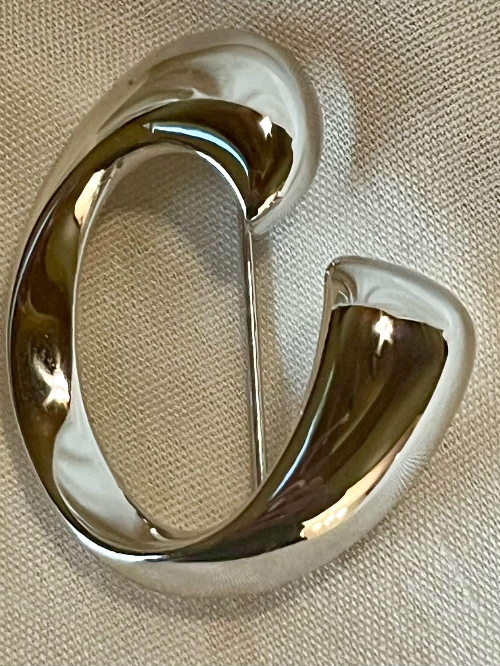 VTG Monet Silver Tone Modernist Sculptural Pin Abstract Open Teardrop Brooch 70s